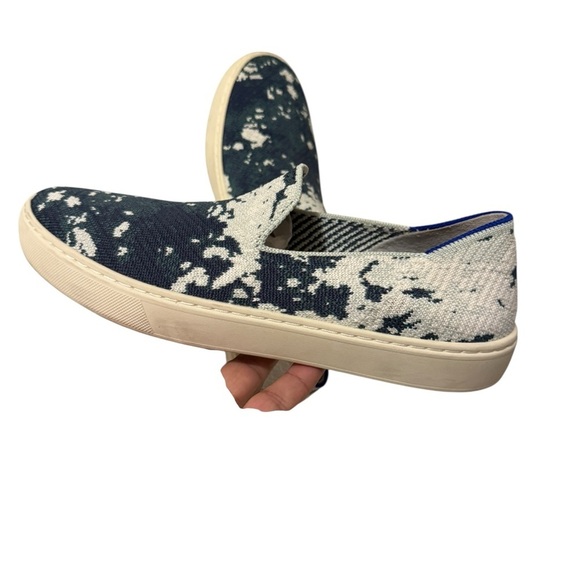 Rothy's Green Shibori slip on sneakers,Stylish Blue and Cream Slip-On Shoes - Picture 8 of 9